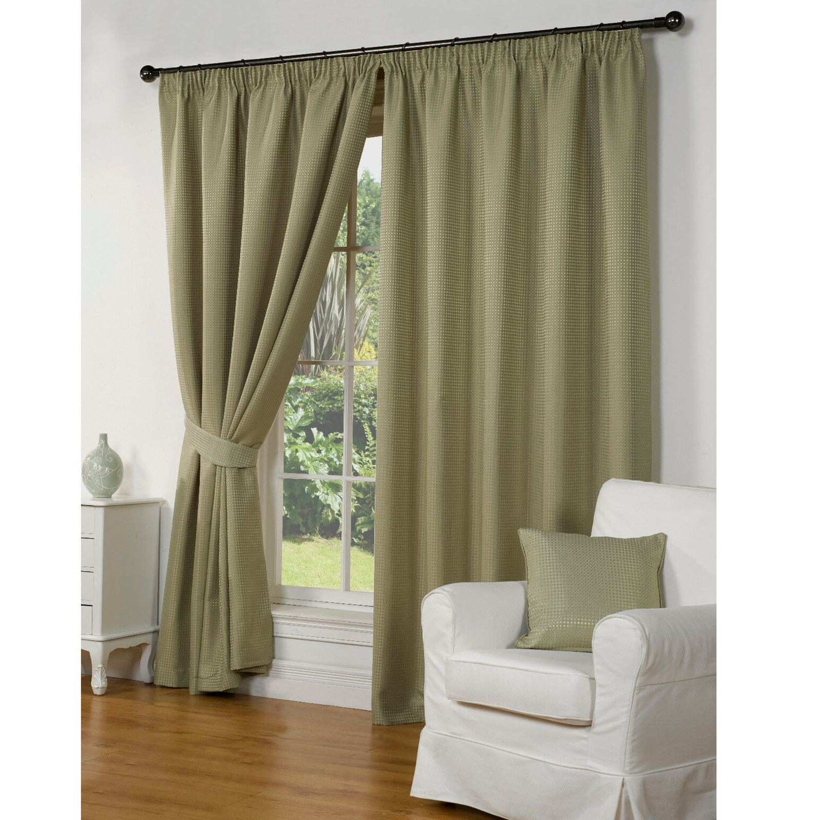 Luxury Taupe Waffle Effect Lined Pencil Pleat 3” Tape Top Ready Made Curtains