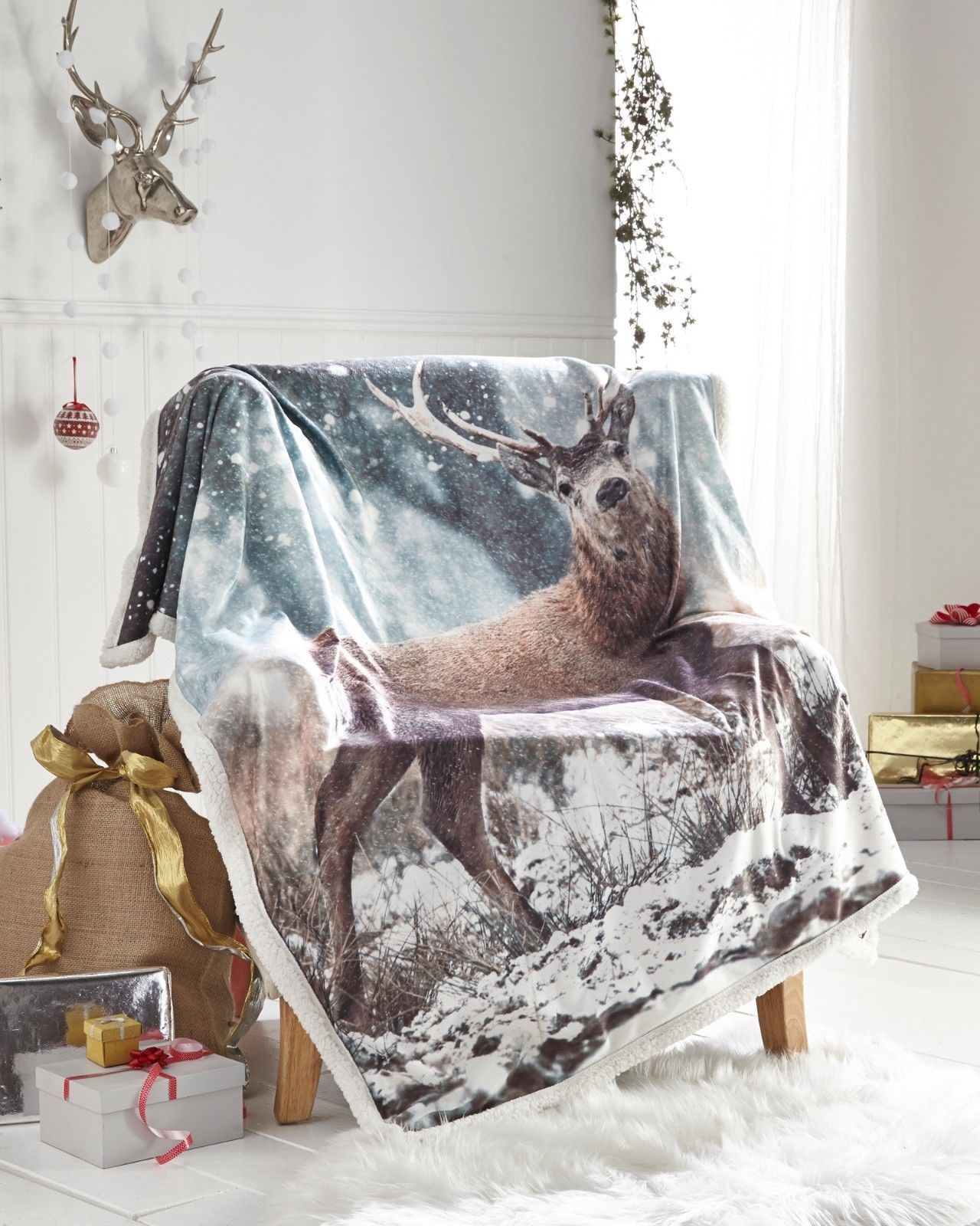 Groß Weihnachten Werfen Doppel Decke Sofa Bett Fleece Bettwäsche 130x170cm