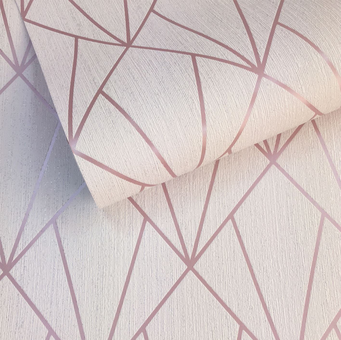 Muriva Indra Geometric Line Triangle Glitter Textured Vinyl Metallic