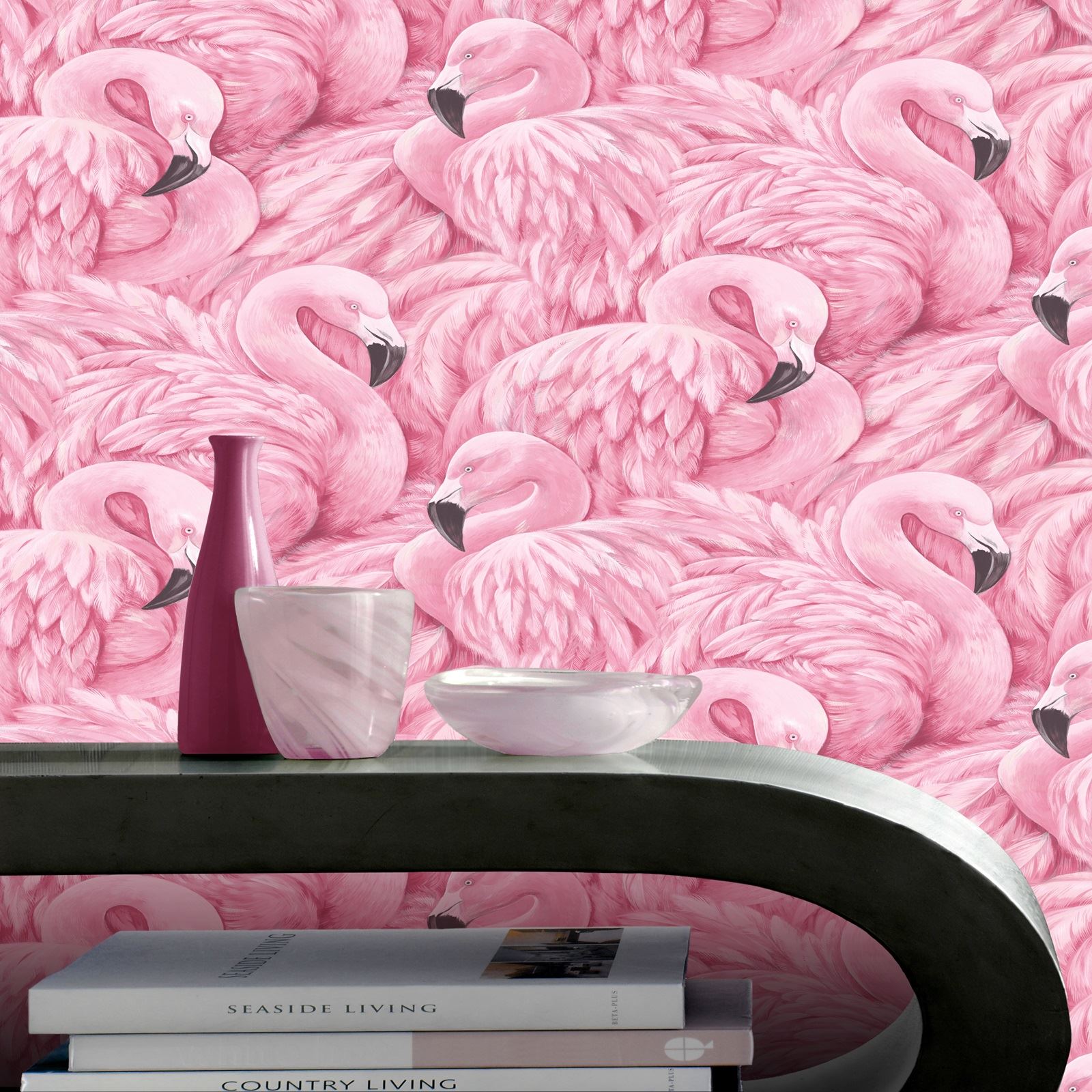 BIRDS PINK FLAMINGO QUALITY FEATURE DESIGNER WALLPAPER RASCH 277890