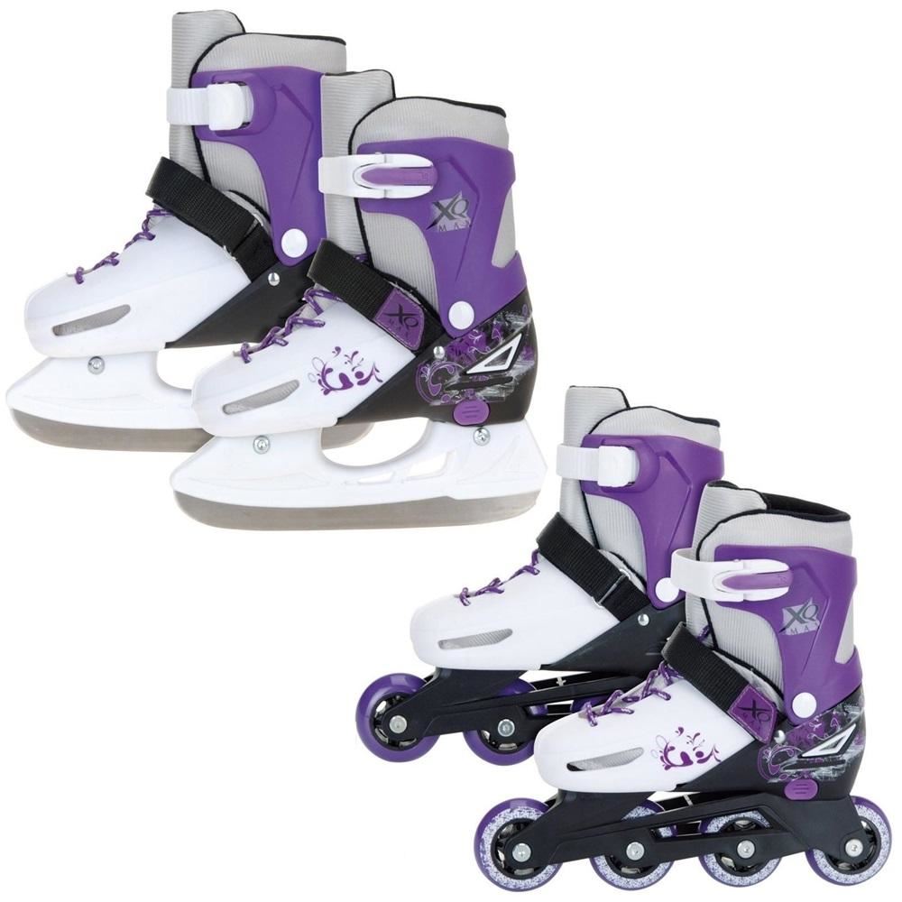 XQ MAX 2in1 INLINE PRO ROLLER SKATES ICE SKATING BOOTS ADJUSTABLE SHOES