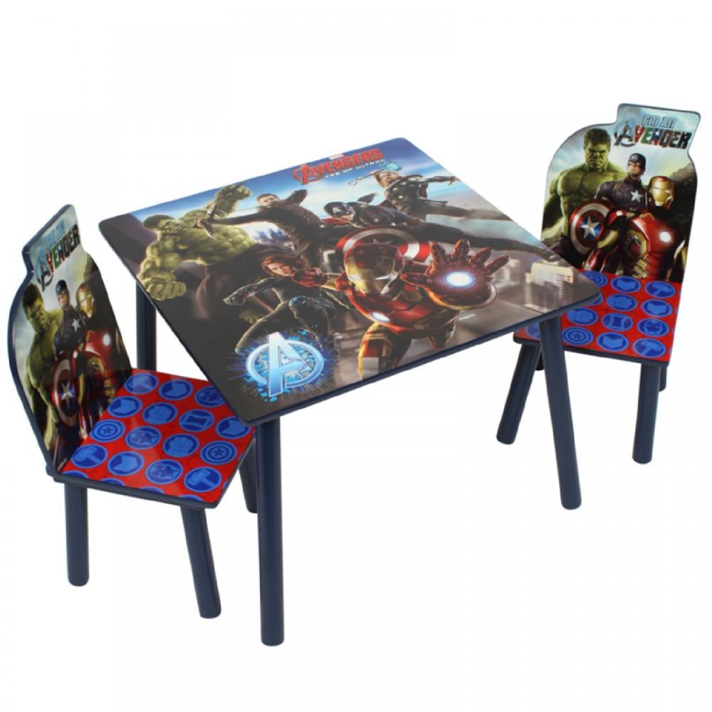 MARVEL AVENGERS WOODEN TABLE & CHAIRS FURNITURE SET CHILDRENS KIDS XMAS