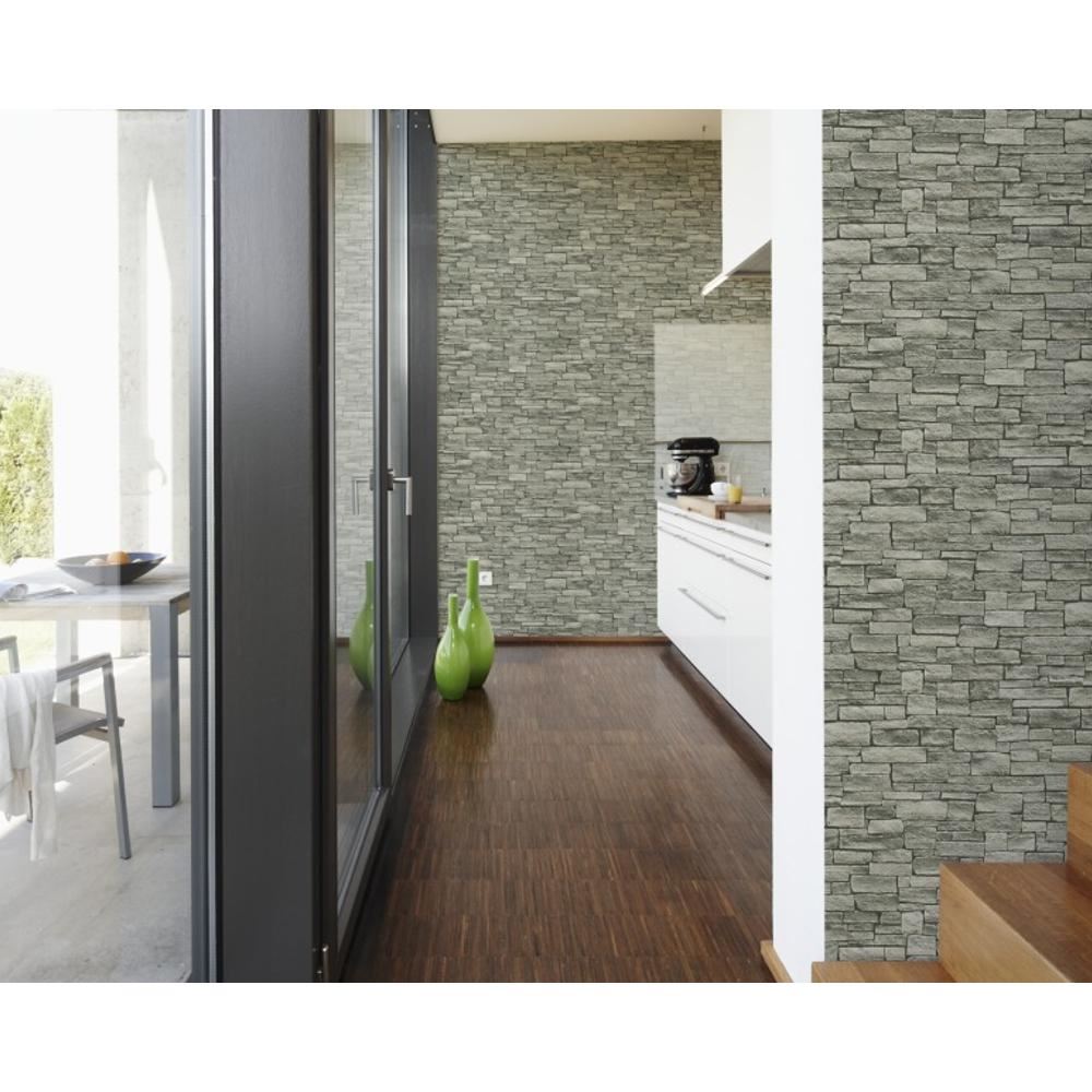 As Creation Stone Brick Wall Pattern Wallpaper Realistic Faux