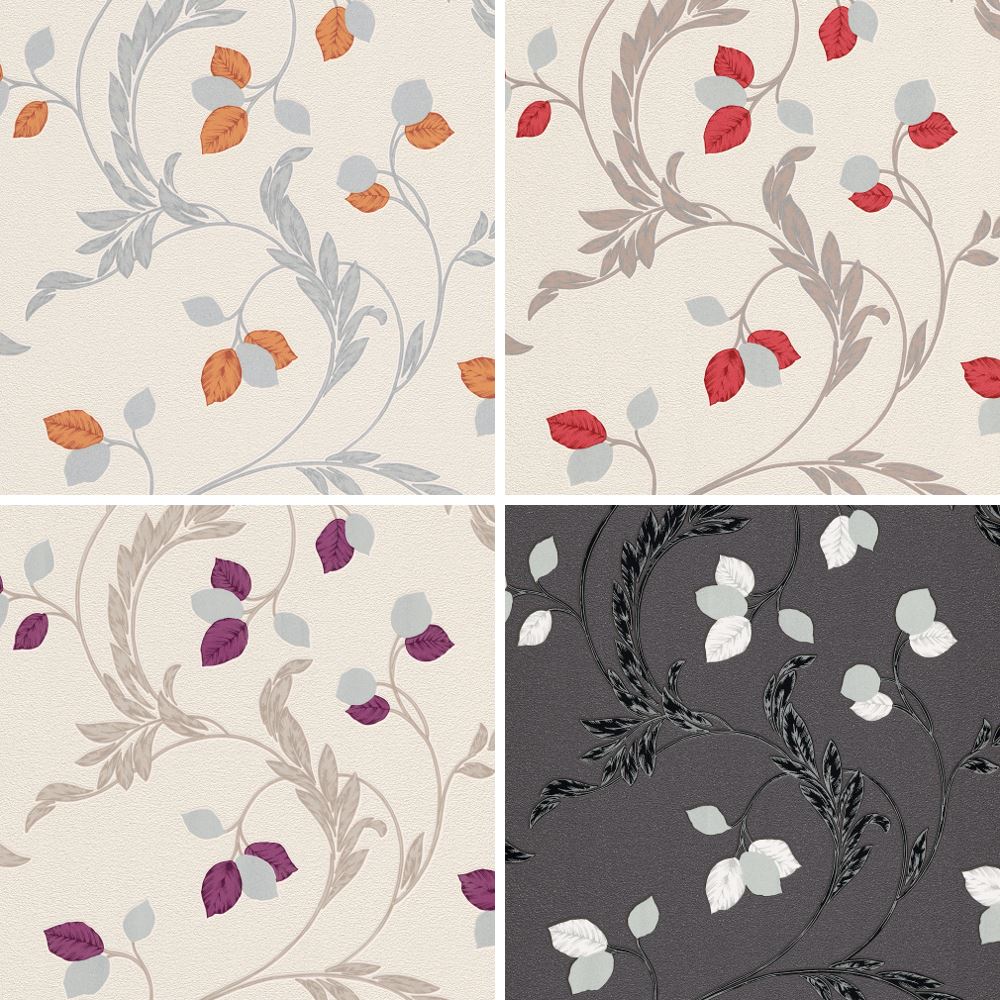 Erismann Shimmer Wallpaper 9782-21 Textured Feature Foliage Leaf Trail Glitter
