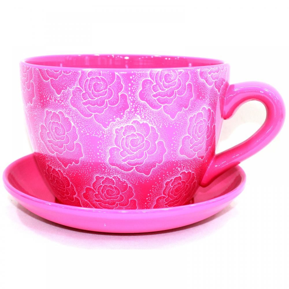 TERRACOTTA TEA CUP AND SAUCER SHAPED GARDEN PATIO FLOWER PLANTER PLANT POT TUB eBay