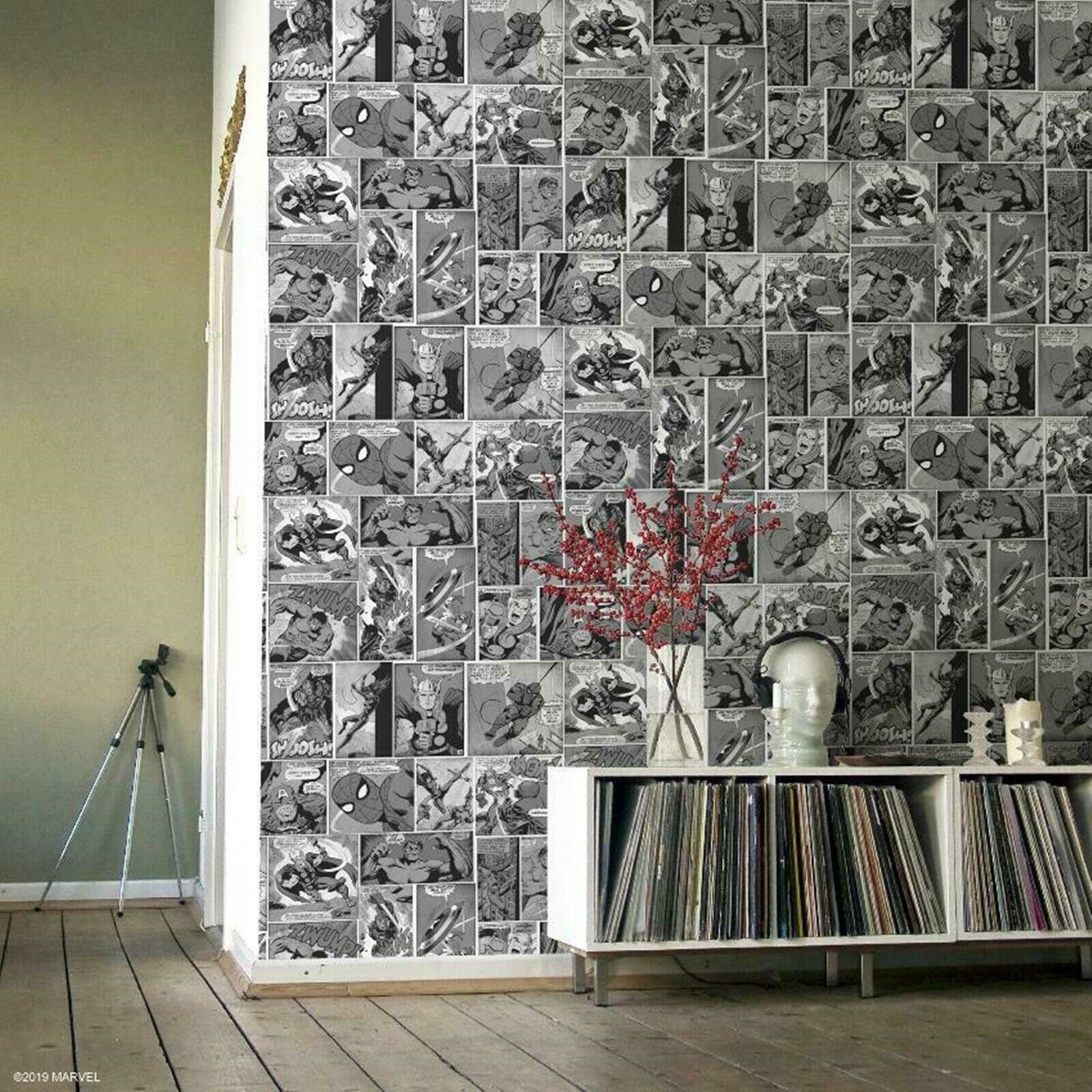 Muriva Marvel Avengers Comic Book Strip Heroes Wallpaper Thor Hulk Spiderman - Picture 7 of 10