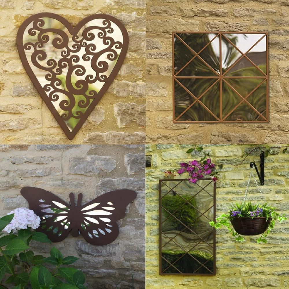 Garden Acrylic Mirror Rustic Frame Outdoor UV Weather Resistant Window