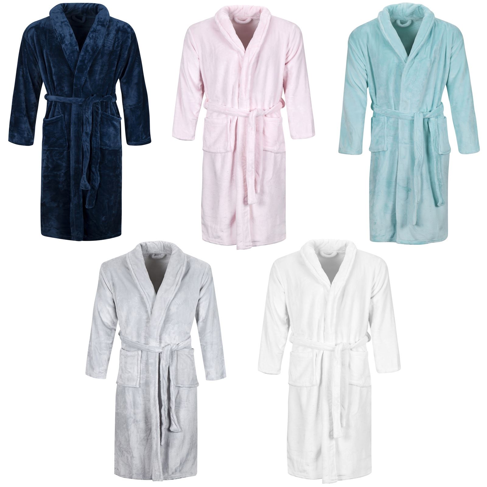 Warm Unisex Silk Touch Fleece Bathrobe Dressing Gown Mens Womens Adult Bath Robe