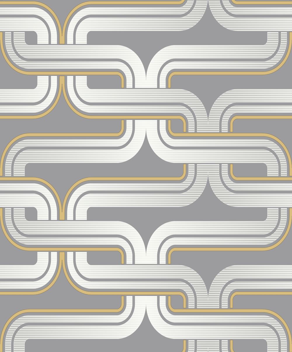 Papel pintado suave a rayas línea geométrica retro patrón de eslabón Arthouse - Imagen 7 de 9