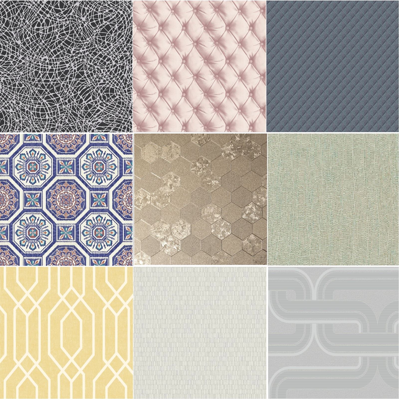 Arthouse Luxe Ogee Geo Wave Metallic Textured Vinyl Retro Wallpaper