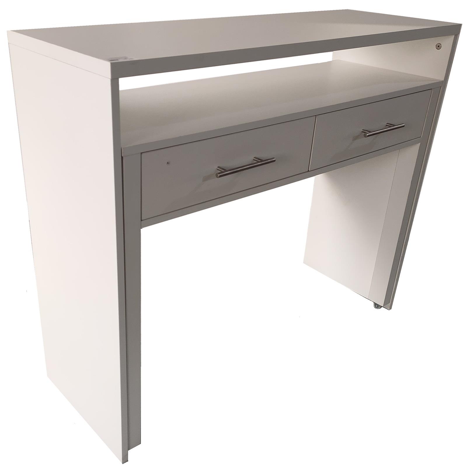 Regis Extending Computer Desk with 2 Drawers Home Office Console Dressing Table - Picture 13 of 13