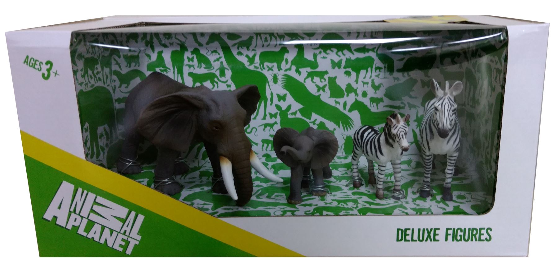 Animal Planet Mojo Deluxe 4 Pc Elephant And Zebra Toy Replica Figure Model Set