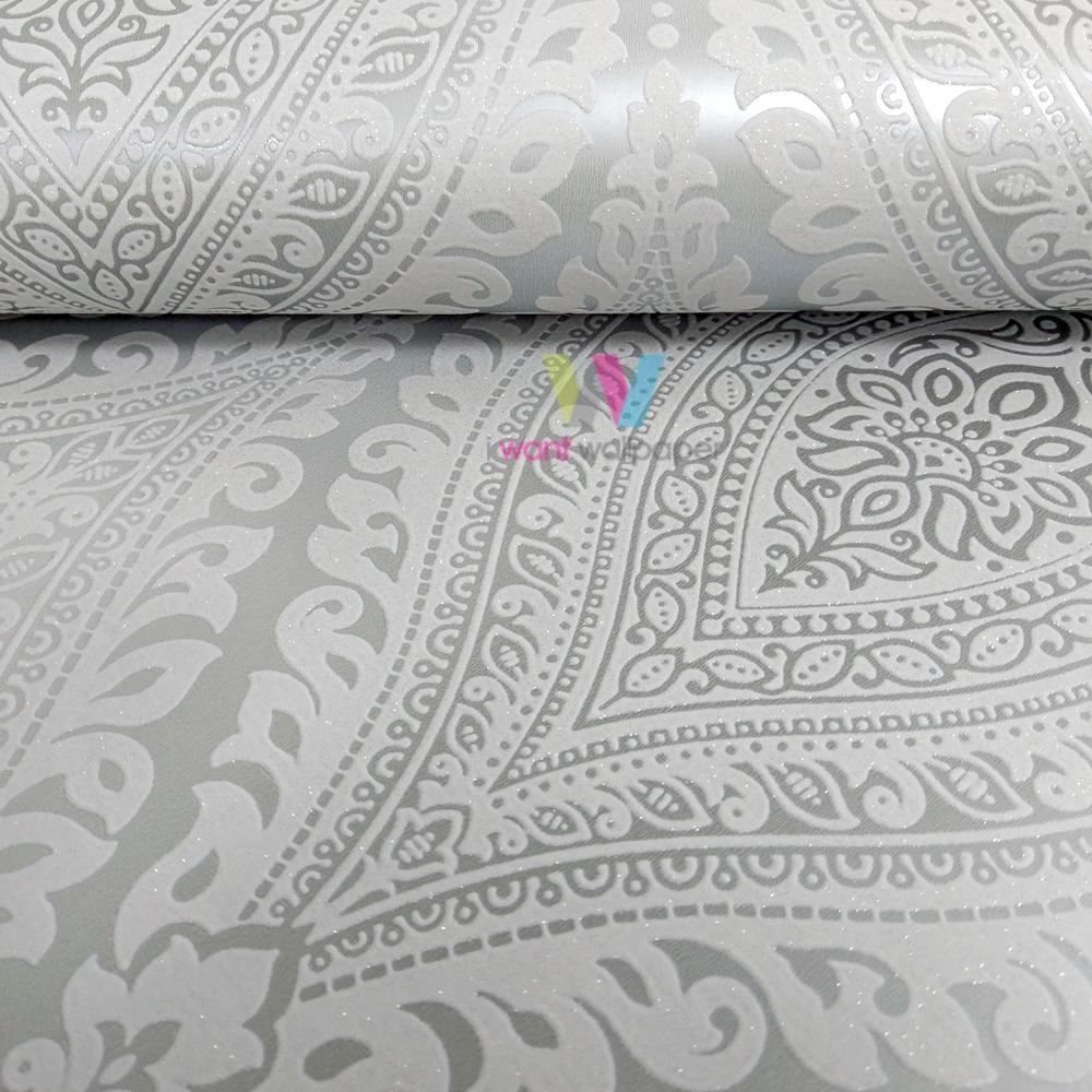 Grandeco Kismet Damask Pattern Wallpaper Metallic Glitter Motif Art Deco Roll - Picture 7 of 9