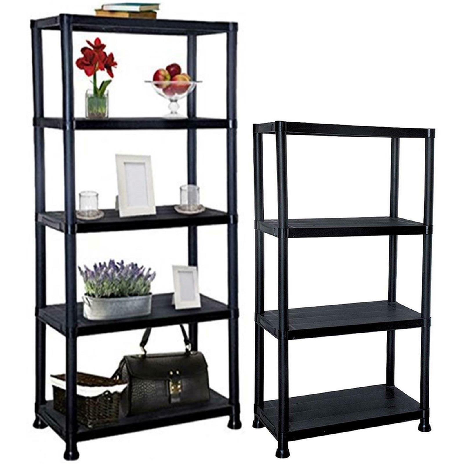 5 or 4 Tier Plastic Shelf Home Storage Shelving Unit Shelves Rack