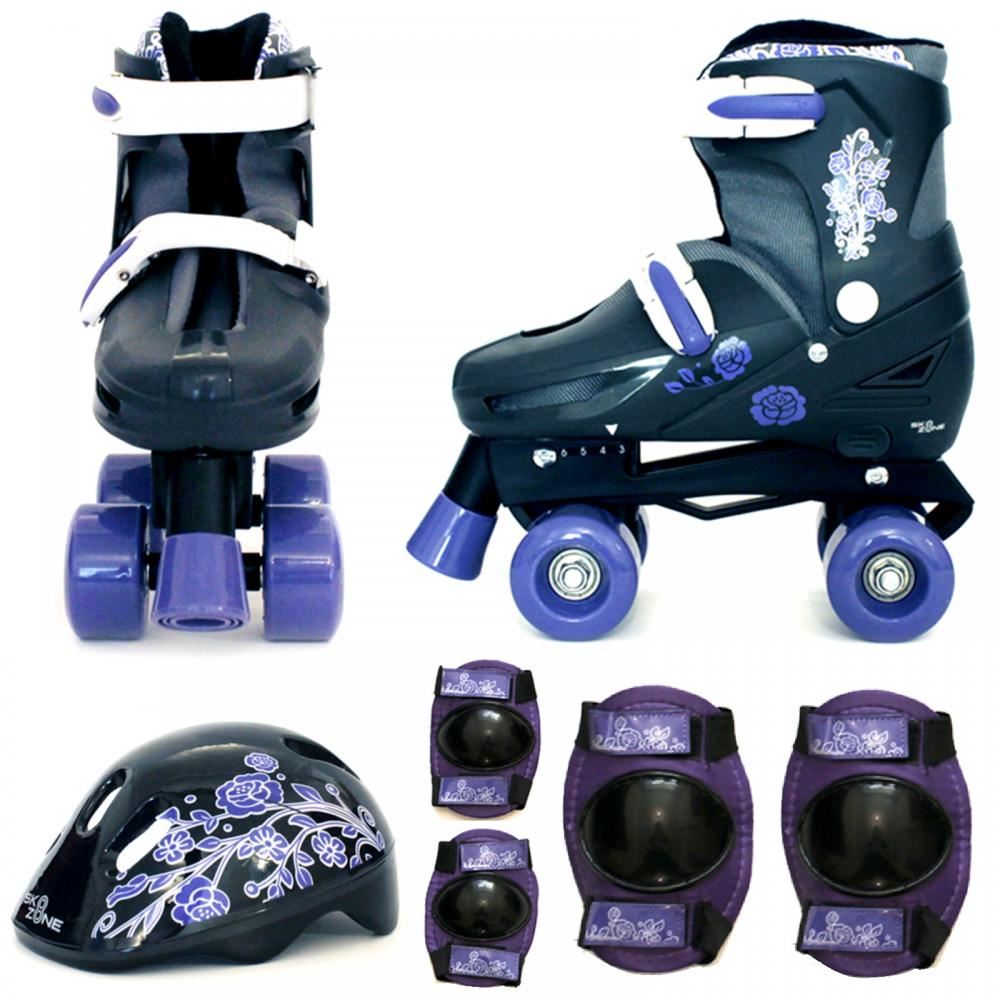 SK8 Zone Quad Skates Padded Kids Roller Boots Safety Pads Helmet Skate