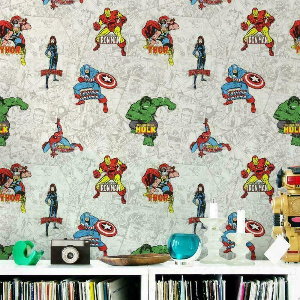 Muriva Marvel Avengers Comic Book Strip Heroes Wallpaper Thor Hulk Spiderman - Picture 10 of 10