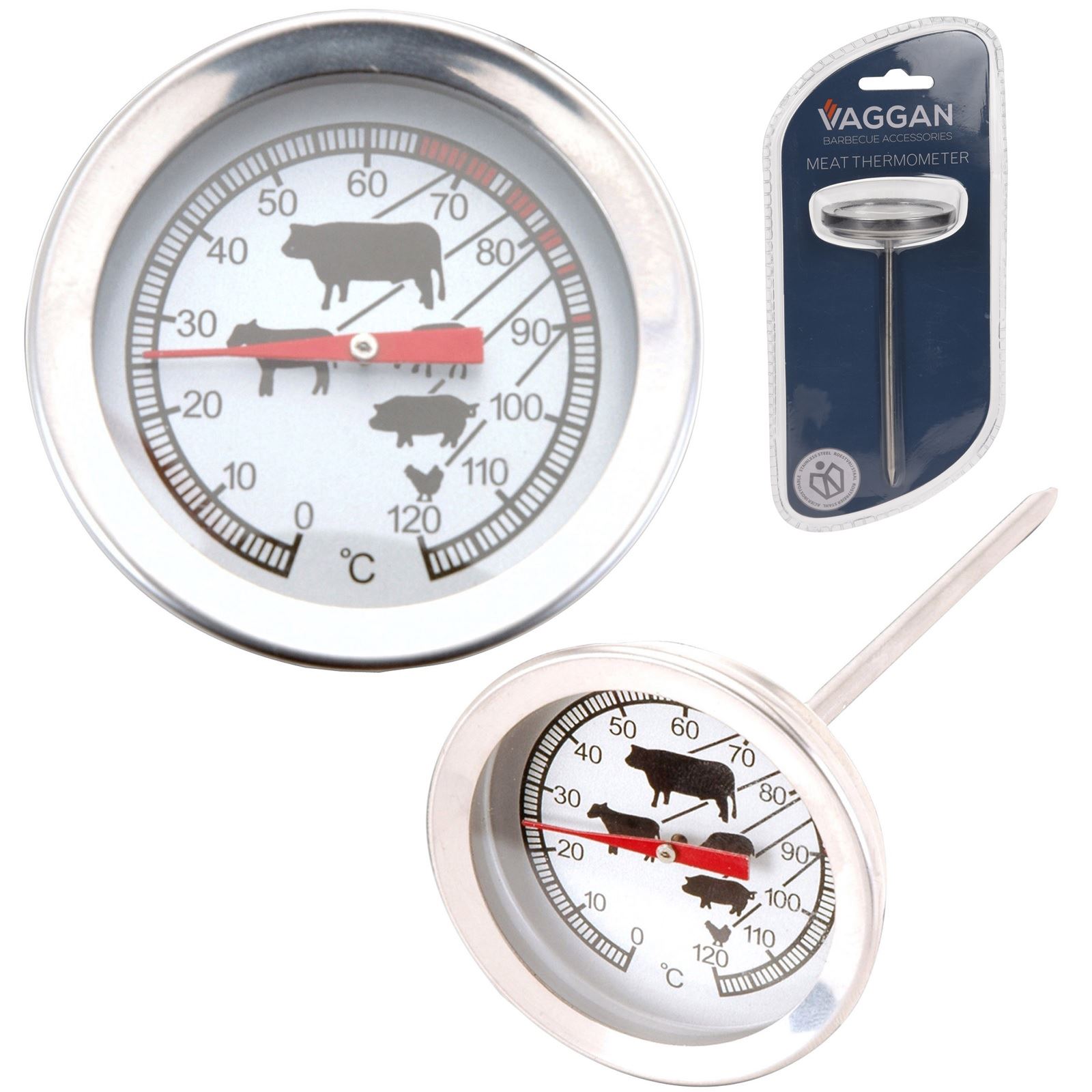 Meat Thermometer Metal Analogue Poultry Milk Temperature BBQ Oven Food