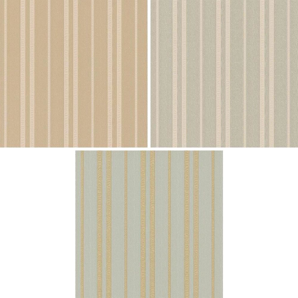 NEW ARTHOUSE MESSINA STRIPE VINTAGE METALLIC SHIMMER VINYL TEXTURED WALLPAPER