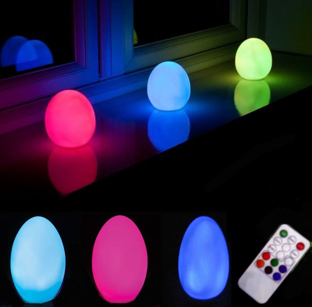 REMOTE CONTROLLED INDOOR OUTDOOR COLOUR CHANGING LED EGG MOOD LIGHT