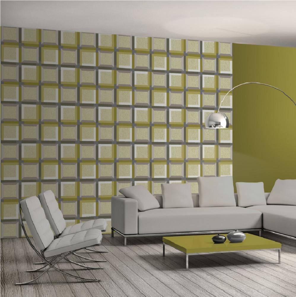 NEW LUXURY MURIVA KINETIC 3D SQUARES OPTICAL ILLUSION GEOMETRIC WALLPAPER J42409