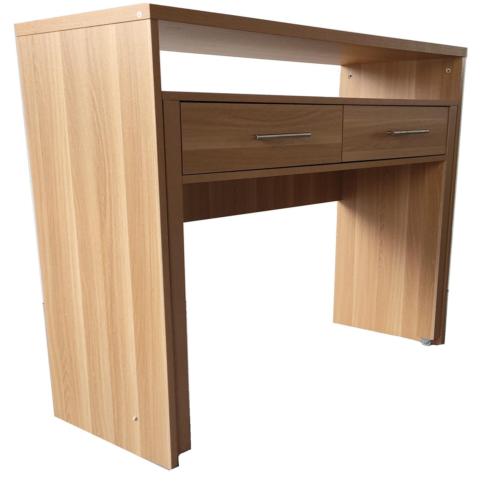 Regis Extending Computer Desk with 2 Drawers Home Office Console Dressing Table - Picture 10 of 13