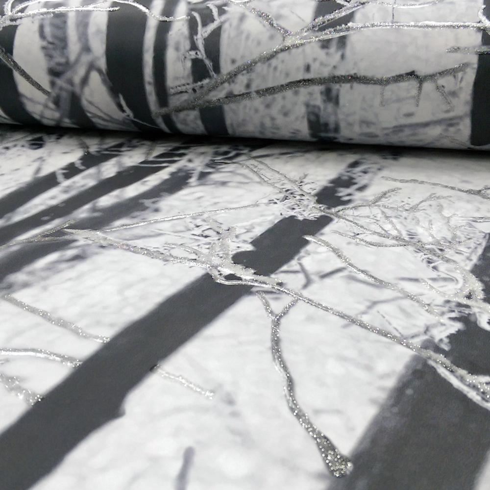 NEU ARTHOUSE FROSTED HOLZ WALD MUSTER BÄUME WINTER GLITZER TAPETE
