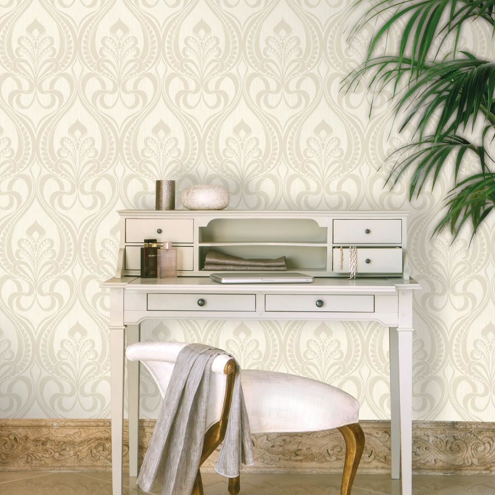 Grandeco Art Nouveau Damask Pattern Wallpaper Art Deco Metallic Glitter
