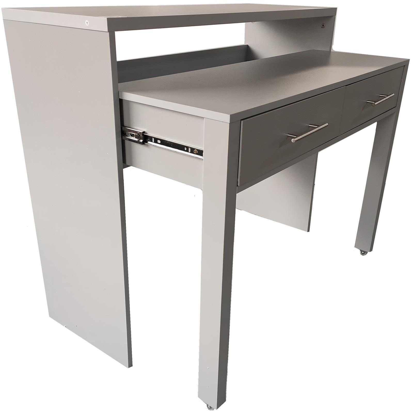 Regis Extending Computer Desk with 2 Drawers Home Office Console Dressing Table - Picture 5 of 13