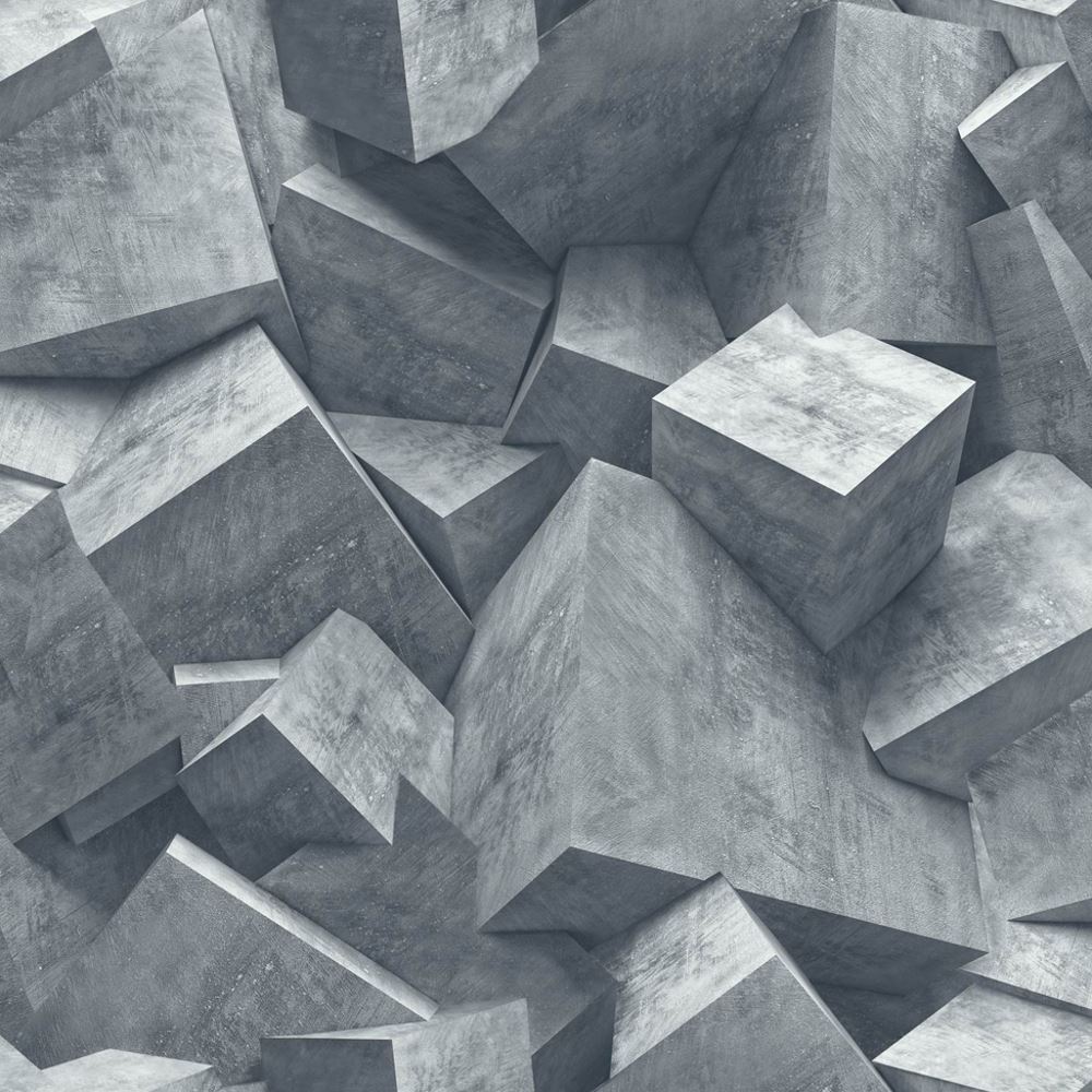 Avoir Images Muriva Quadra Stone Cube Pattern Wallpaper 3d Effect Square dernière salutations