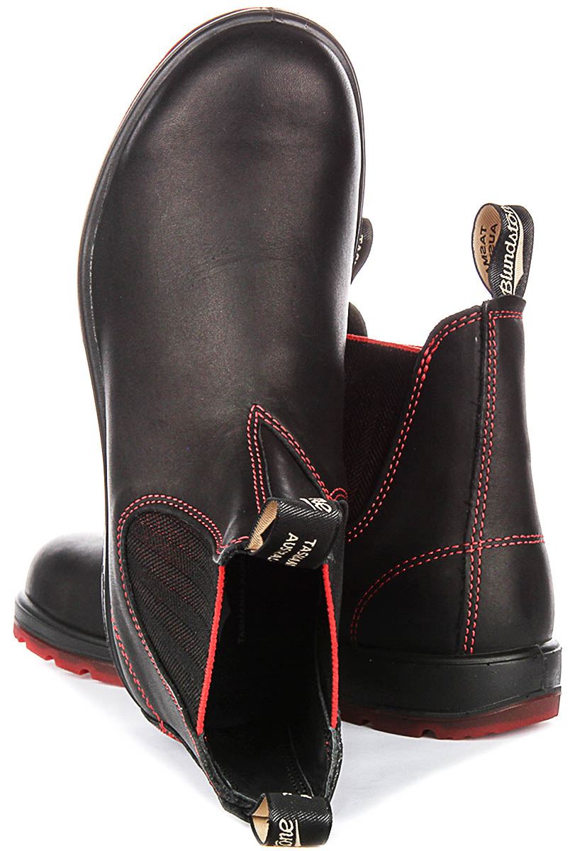 Blundstone 2342 Elastic Lug Chelsea Leather Mens Boot Black Red UK 7 - 12