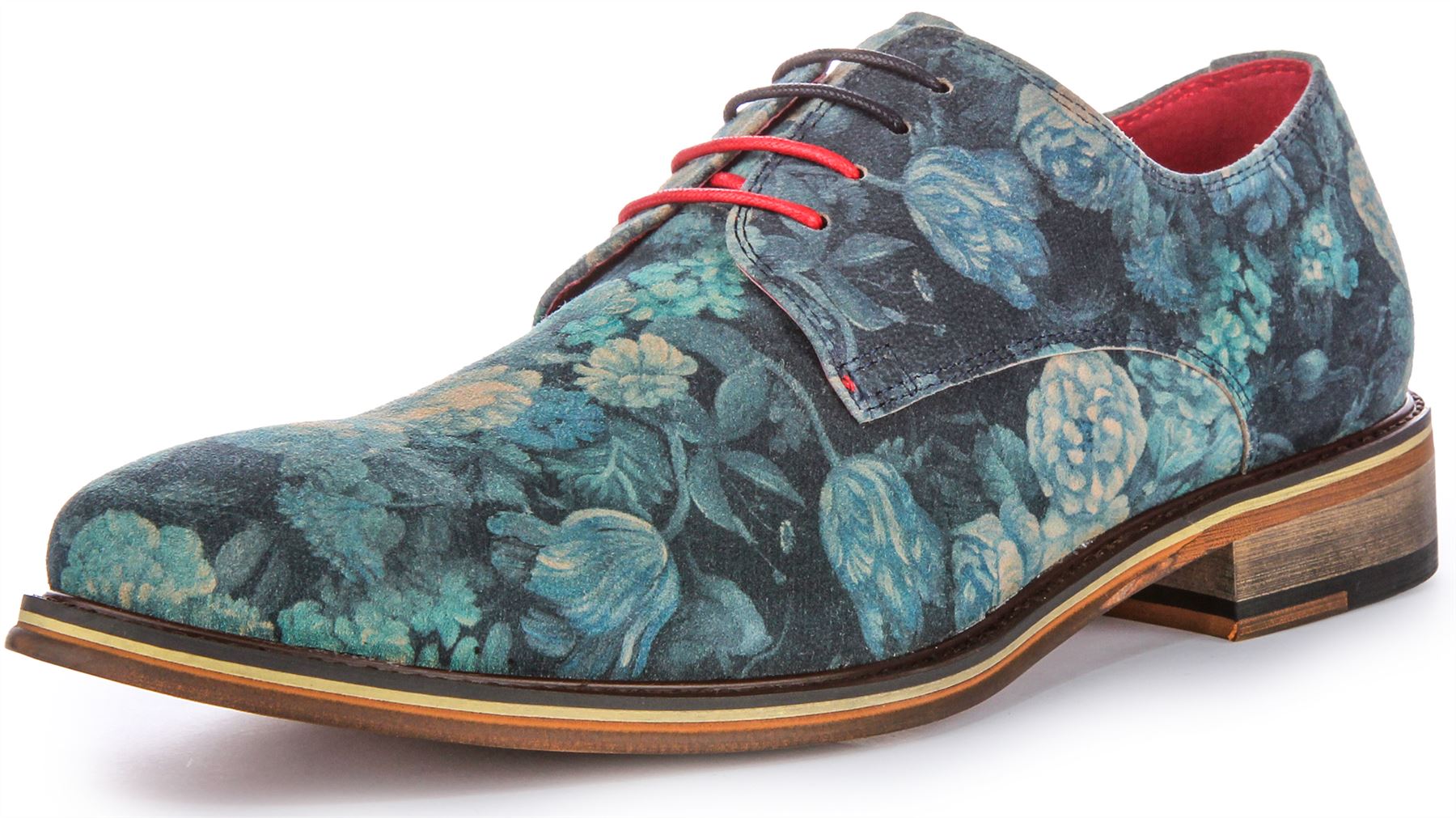 Justinreess England Ben Floral Suede Oxford Dress Shoes Multi Mens US 7 - 14 - Picture 7 of 13