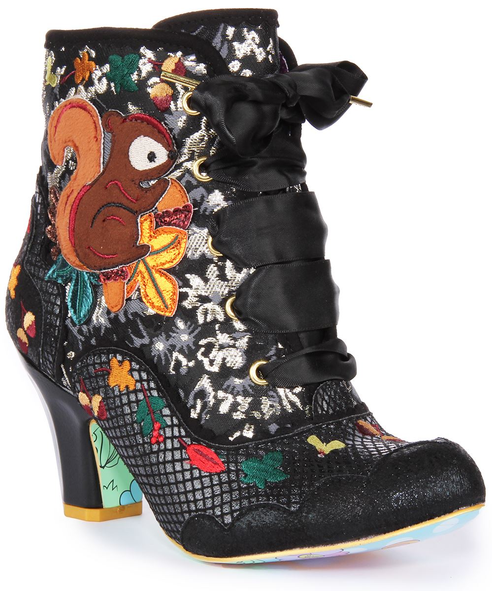 Irregular Choice Squirrel Away Mid Heel Court Shoes Black Womens