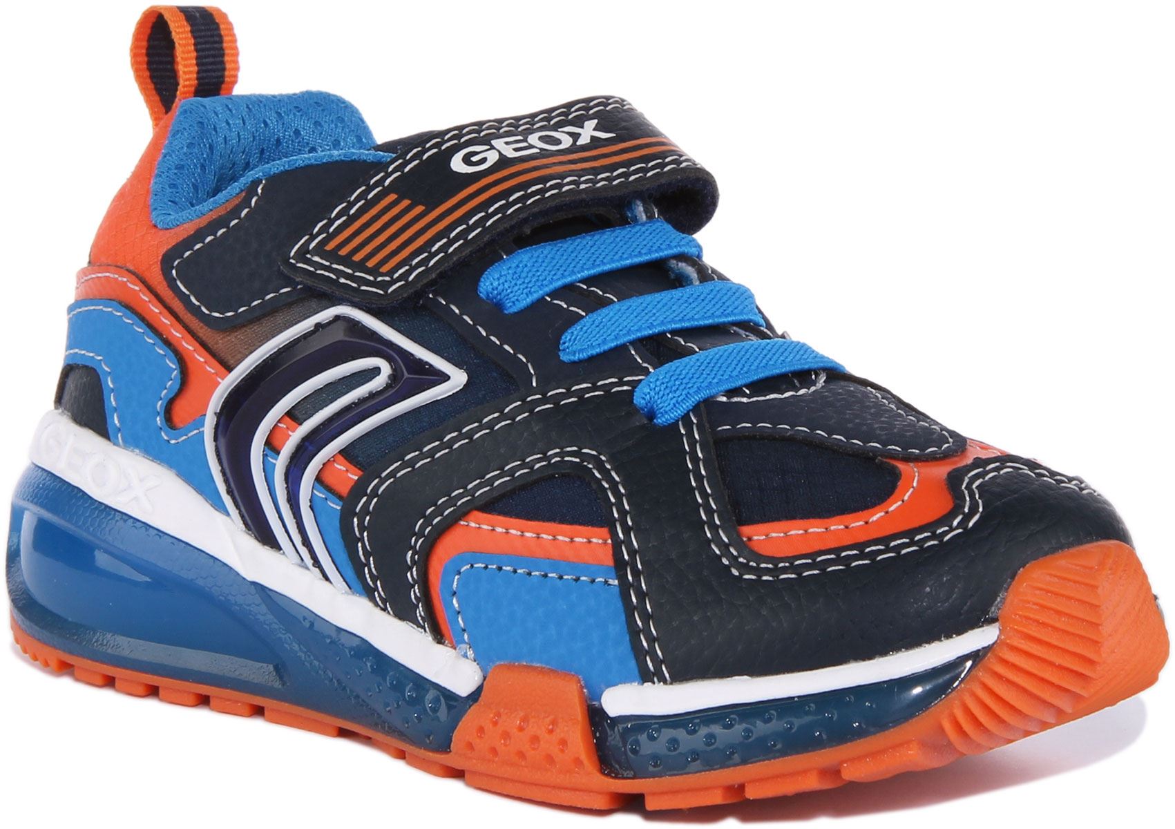 Geox J Bayonce Kinder с одним ремешком Light Up Schuhe в темно-синем цвете, Великобритания 1 - 13