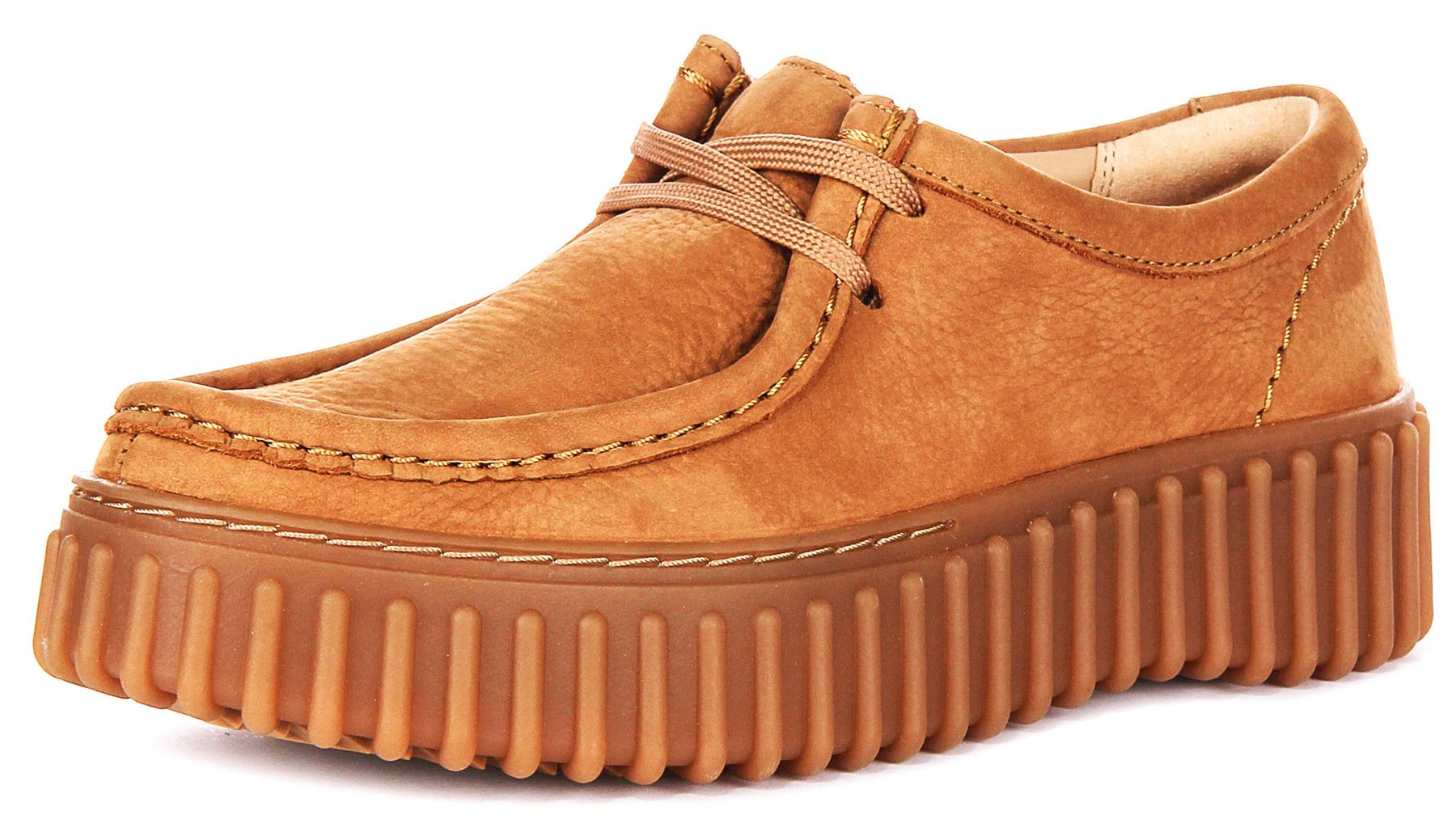 Clarks Womens Torhill Bee Ribbed Outsole Soft Lace Sneakers Tan US
