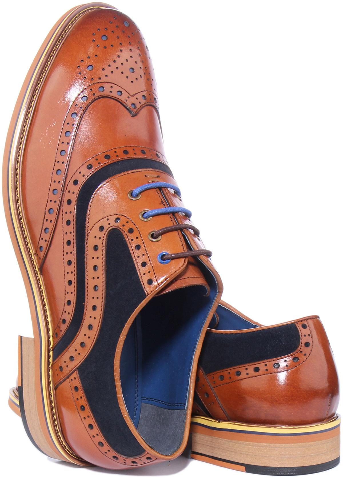 Justin Reece England Bryan Two Tone Mens Formal Shoes In Brown Size Uk 6 - 14 - Picture 9 of 12