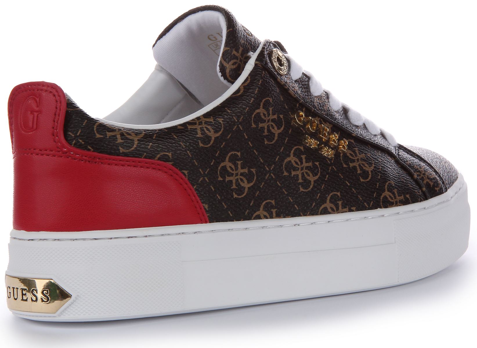 Guess Fl8Geafal12 Genza Cuero 4G Logotipo Cordones Entrenador En Choco Mujer Reino Unido 3 - 8 - Imagen 9 de 12