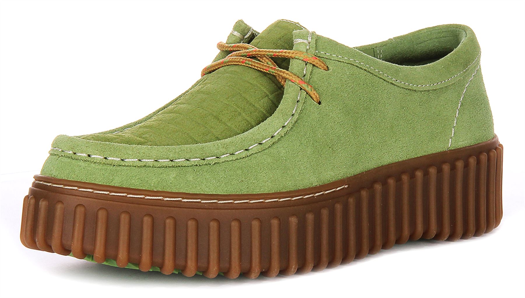 Clarks Torhill Bee Ribbed Outsole Sofe Suede Womens Shoe In Green