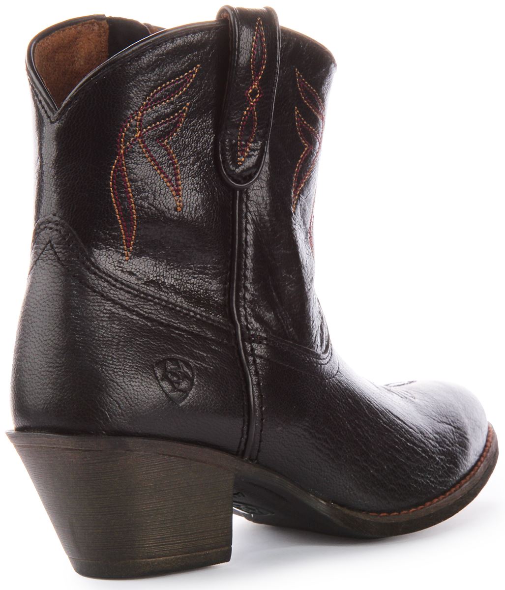 Ariat Darlin Western in schwarz vollkörniger kurzer Cowboy-Damenstiefel UK 3 - 8 - Bild 4 von 13