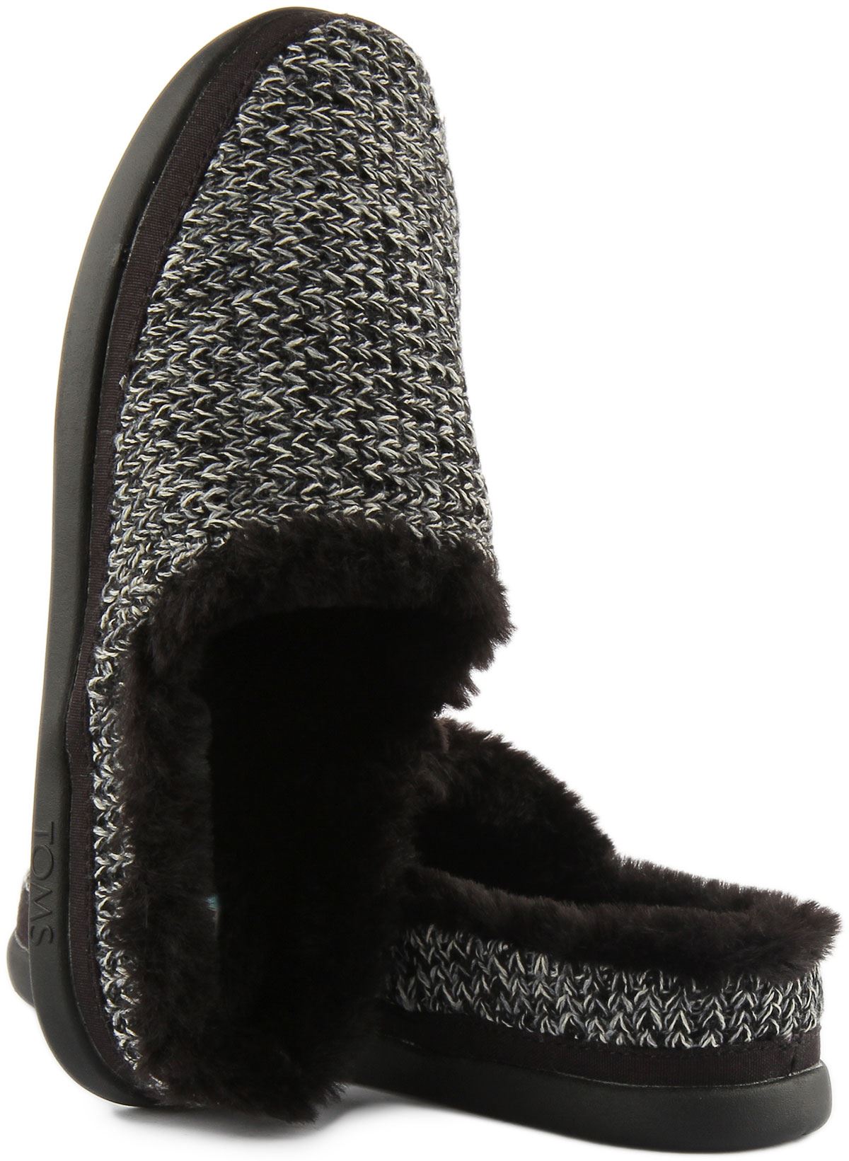 Toms Sage In Black Cozy Fur Lined Slipper knitted Warm Slipper Size UK 3 - 8 - Picture 10 of 12