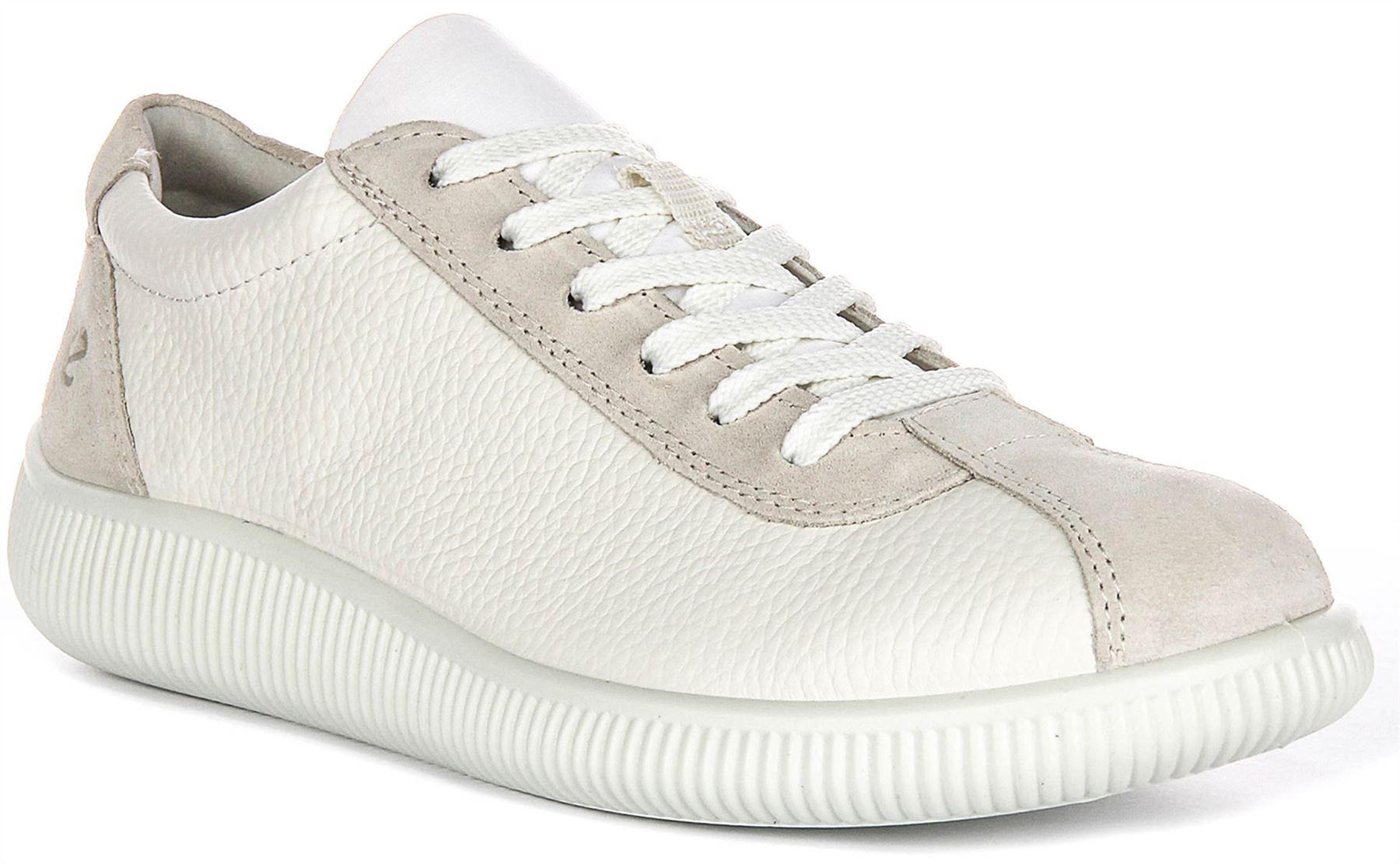 Ecco Soft Zero W A-Ecco Snug Fit Wildleder Detail Leder Damen Trainer Weiß 4 - 8