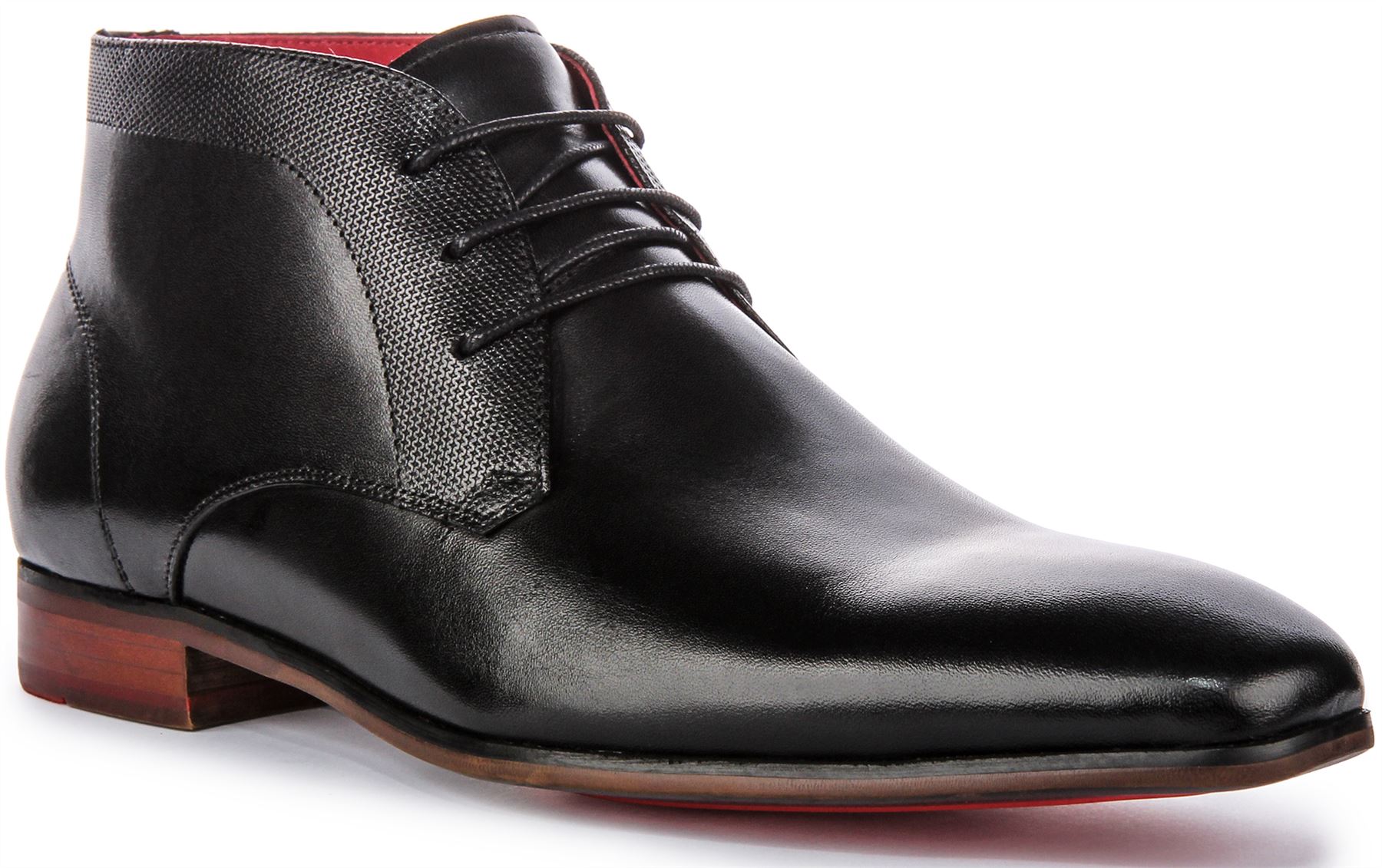 JUSTINREESS ENGLAND Caspian Strukturiert Panel Mid Herren Stiefel Schwarz UK 6 35790₽