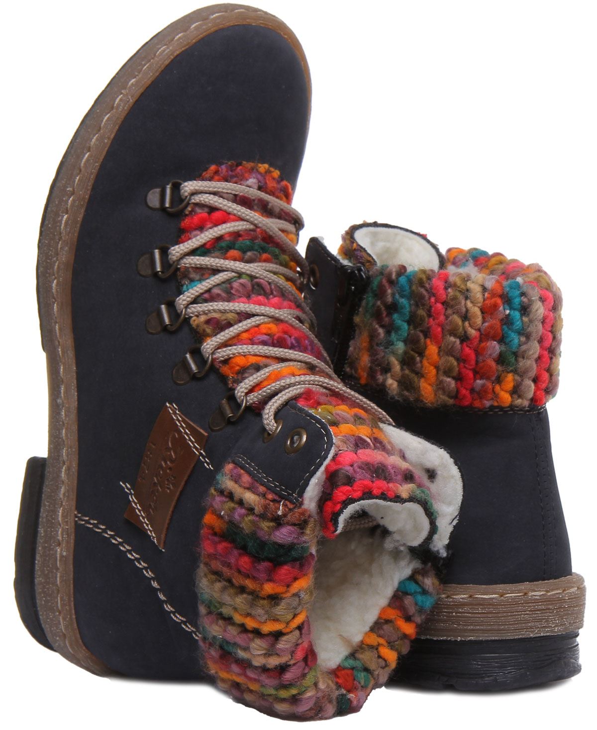 Rieker Z6743 In Navy Ankle Boots Lace Up Warm Lining Side Zip Size UK 3 - 8 | eBay