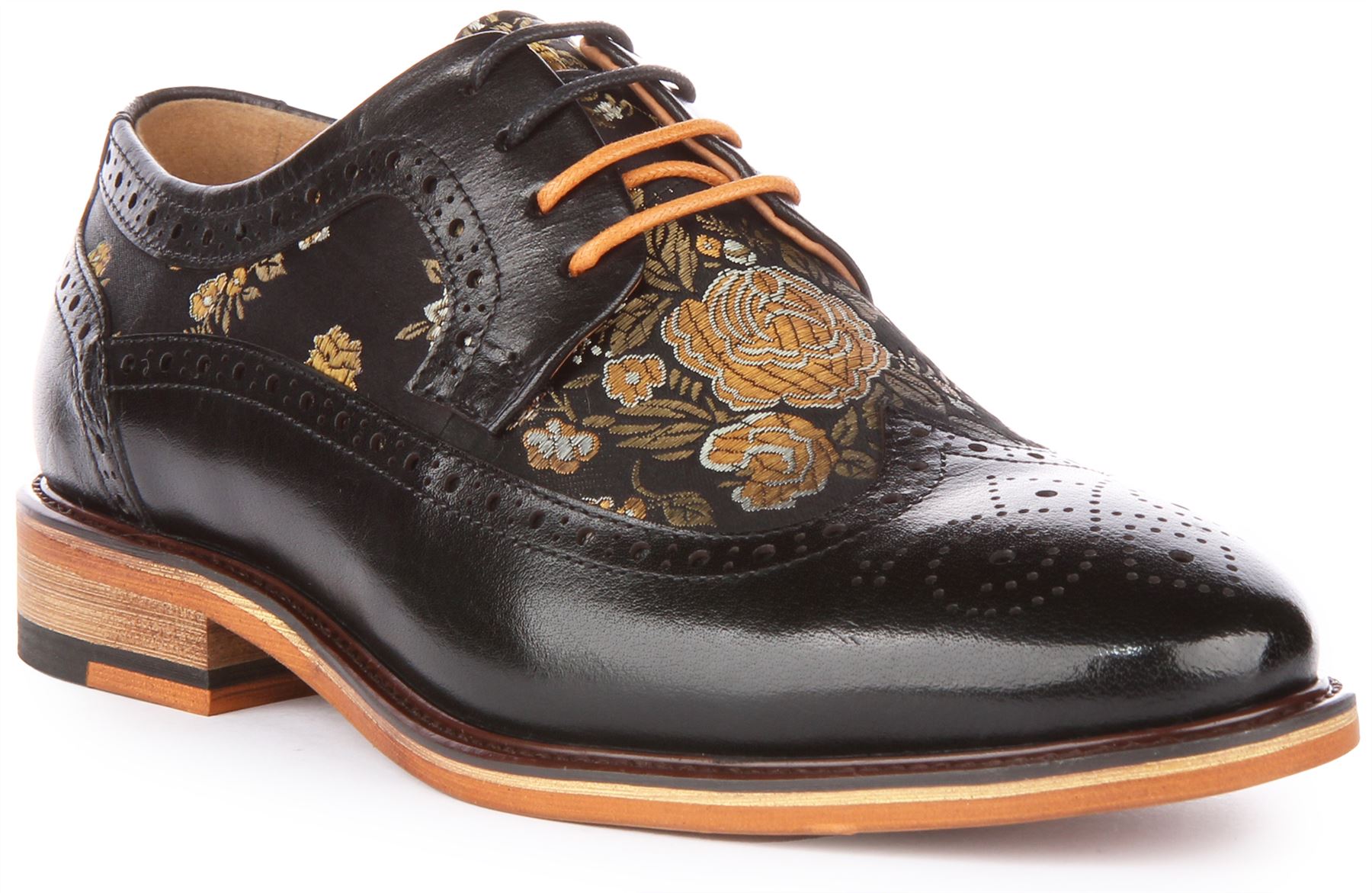 Джастин Рисс Англия Цветочный акцент Ледер Шнуршухе шварц Деймен Великобритания 3 8 23590₽