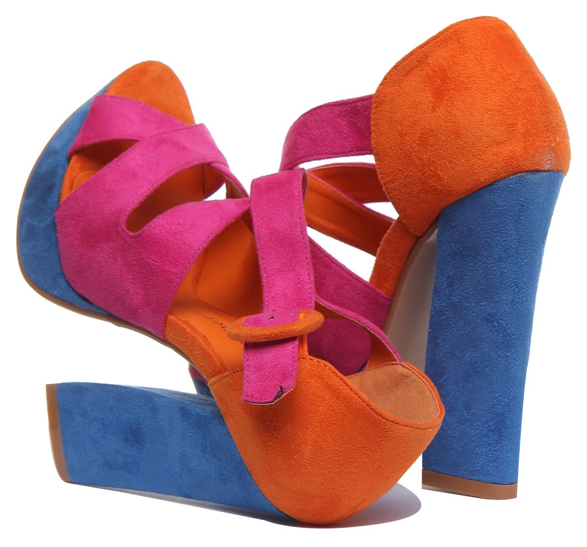 Sandalia de plataforma de tacón de bloque multicolor para mujer dama talla REINO UNIDO 3 - 8 - Imagen 5 de 18