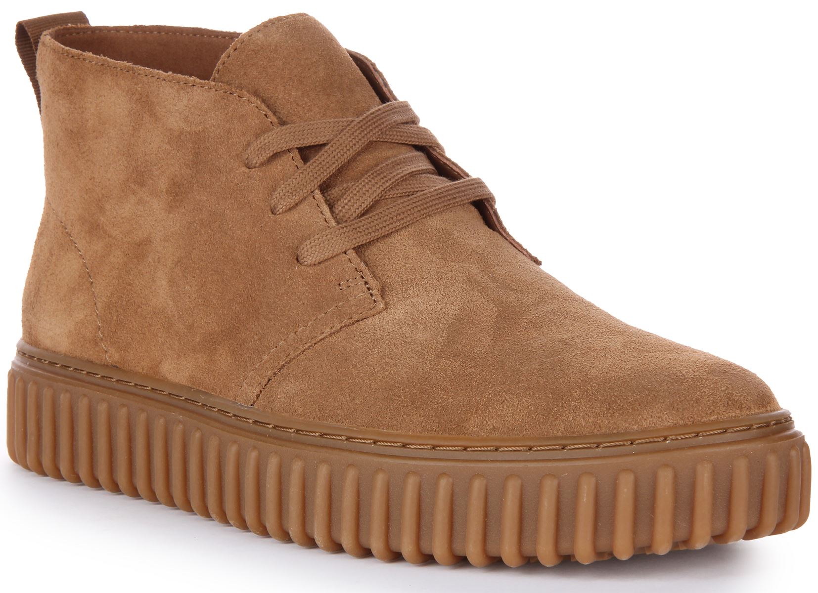 Clarks Torhill Ribbed Outsole Soft Leather Hi Lace Up Boot Cognac 