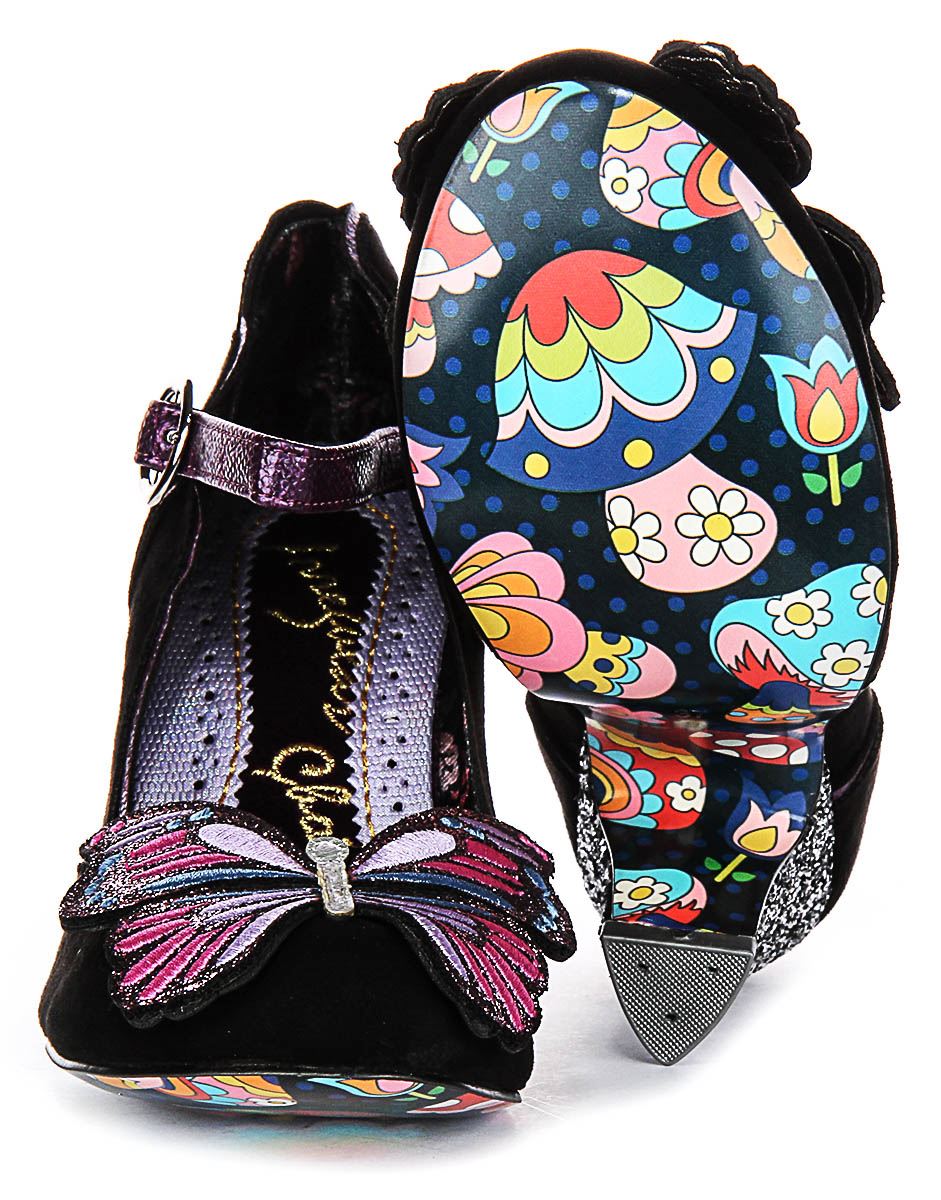 Irregular Choice Moth To A Flame Sparkle Hi Heel Black Purple Womens UK 4 - 8 - Picture 6 of 13