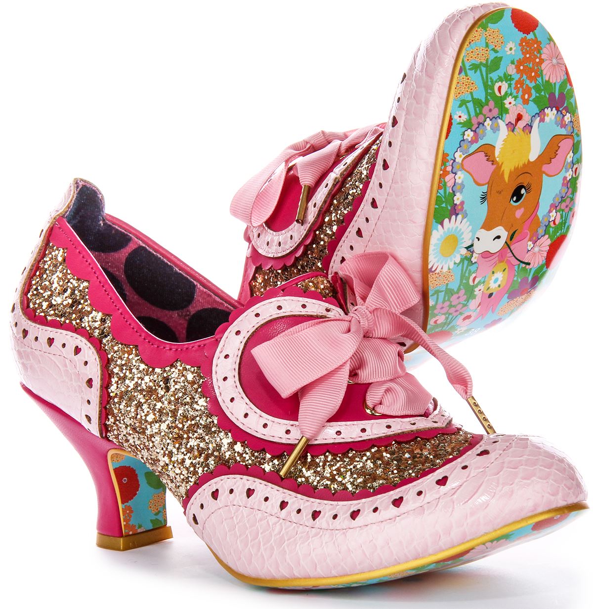 Irregular Choice Jazz Cat Lazo Encaje Dorado Brillo Medio Oro Rosa Para Mujer Reino Unido 3-8 - Imagen 12 de 13