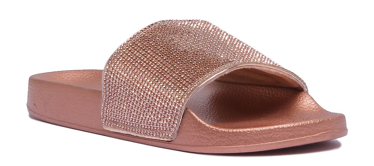 Damen Frauen Sommer Silde Sandalen mit Diamanten in Champagner Gre UK 3-8 3990₽