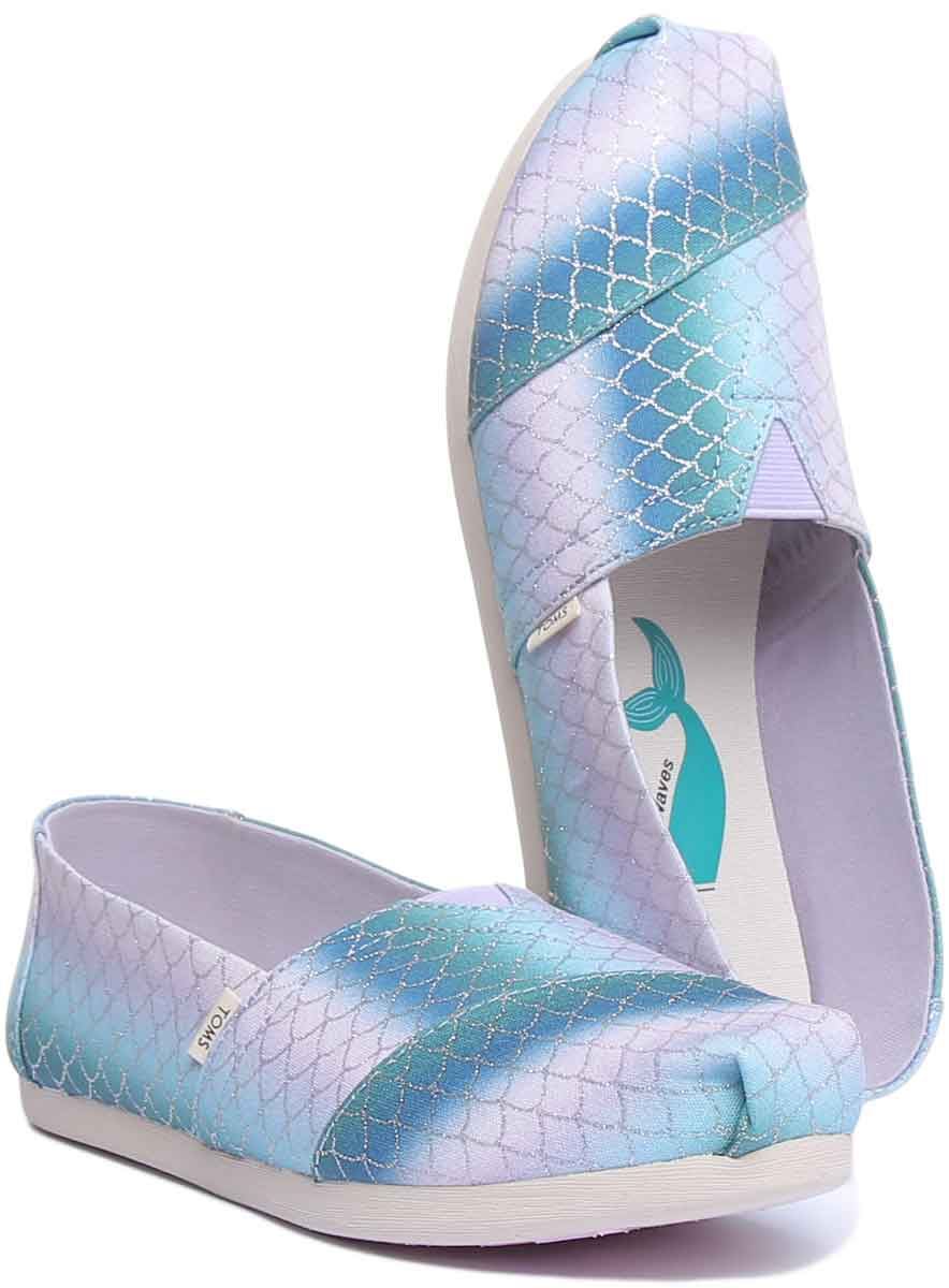 Toms Multi Iridescnt Scales Mermaid Print Classic In Multi Colo Size UK 3 - 8 - Picture 11 of 12