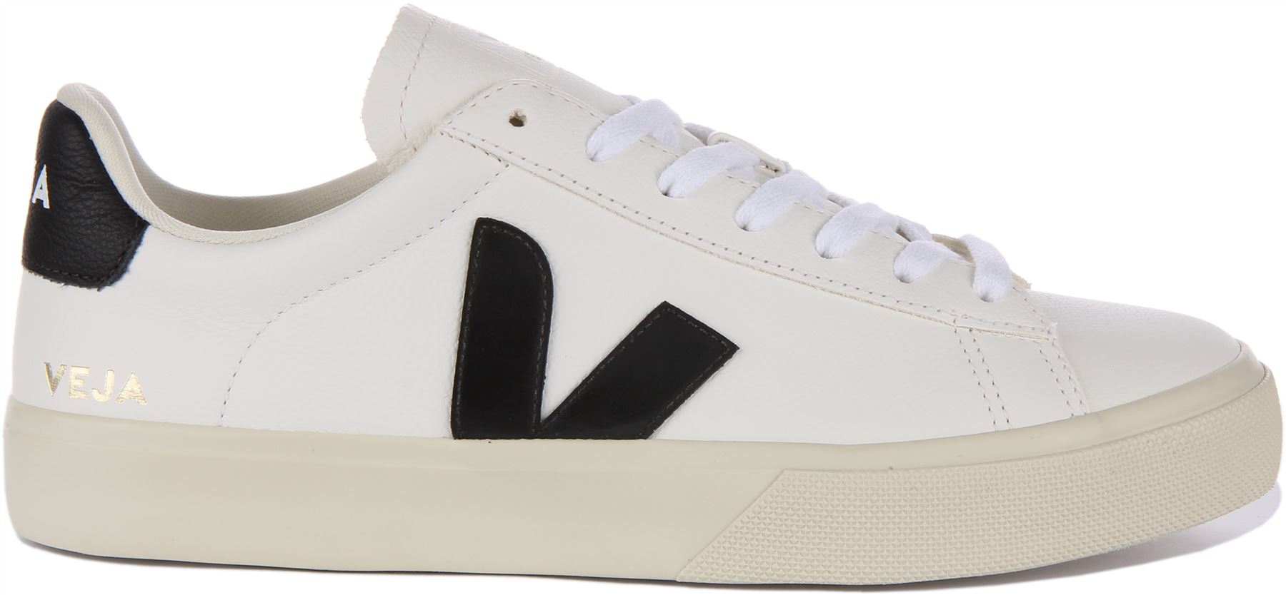 Veja Campo Chromefree Leather Lace Up Sneaker White Black  display picture 2